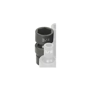 212 MAIN Grey Pneumatic 1024U High Torque .38 Inch Drive Hex Universal Socket, .75 Inch Standard Size, Ideal for Tight Areas