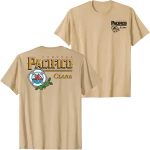 Pacifico Clara Beer Logo Graphic T-Shirt, Vintage Brewery Anchor Emblem Back Print Tee, Retro Mexican Lager Streetwear Shirt, Unisex Summer Casual Top for Beer Lovers