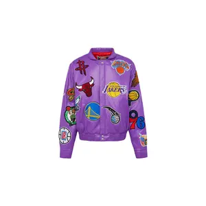 NBA COLLAGE VEGAN LEATHER JACKET Purple "COLLAGE PURPLE" NBA-201-PUR
