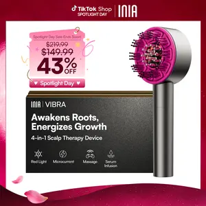 INIA VIBRA 4-in-1 Scalp Therapy Device, Red Light, Microcurrent, Massage, Serum Infusion, Scalp Massager Beauty Device, Waterproof & Wet/Dry Use, Perfect Holiday Gift