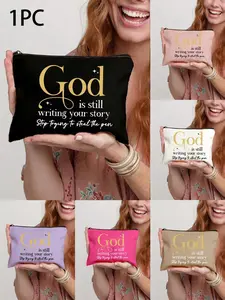 Portable God Is Still Writing Your Story Makeup Bag, Large Capacity Cosmetic Organizer for Travel and Parties, Multi-Functional Toiletry and Stationery Storage