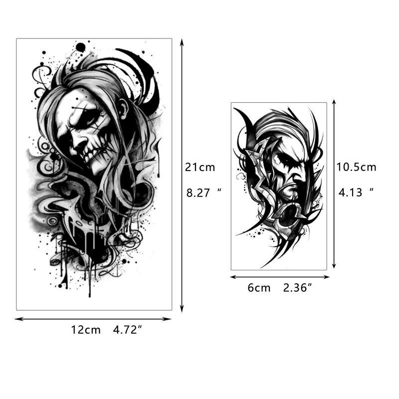 72 Sheets Halloween Temporary Tattoos for Men Women Adults - Black 3D Realistic Scary Animals Skulls Scars, Fake Tattoos Set for Cosplay Arm Sleeve Neck, Waterproof Long-Lasting Body Tattoo Sticker Gothic