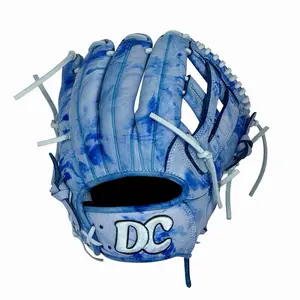DCGloves - Blue Marbled Custom DC Glove | Japanese Kip | 11.5” | Hand-Dyed | V Web | Columbia Blue Red Hawk Tannery Lace