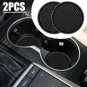 2 Piece Car Cup Holder Non-Slip Silicone Insert Mat, Universal Automotive Interior Accessories, Fits Most Car Styles