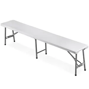 Segawe 6ft Folding Bench Portable Indoor/Outdoor Picnic Party Camping Dining Seat Sturdy HDPE Tabletop Metal Frame