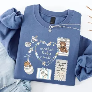 Mother Baby Nurse Sweatshirt, Postpartum Tshirt, Mother Baby Nurse Gift, Gift For Nurse