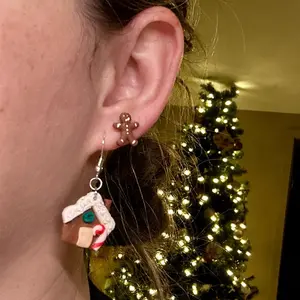 Handmade Gingerbread House Earrings - Festive Holiday Accessories