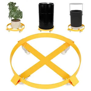 GARVEE 55 Gallon Heavy Duty Drum Dolly with 4 Swivel Casters, Steel Frame, Non-Tipping Hand Truck Capacity for Warehouse Use, Yellow, Supports up to 1000Lbs