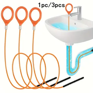 Extra Long Flexible Drain Clog Remover, Stainless Steel Hook & Nylon Coated Plumbing Snake, Sink Drain Cleaner Tool for Bathroom Clog Removal, Drain Auger