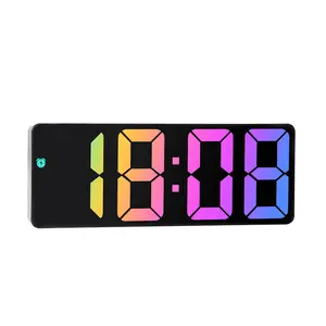 8 " Rainbow Clock for Bedrooms Upgraded Version AMIR Digital LED Alarm Clock Black with Type C Port Adjustable Brightness DST Snooze 24H Display for Bedroom Home Office wall
