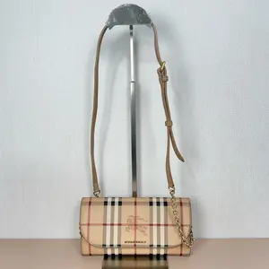 Pre-owned BURBERRY cowhide Shoulder Bags Check WOC Crossbody qiqi2cj6991
