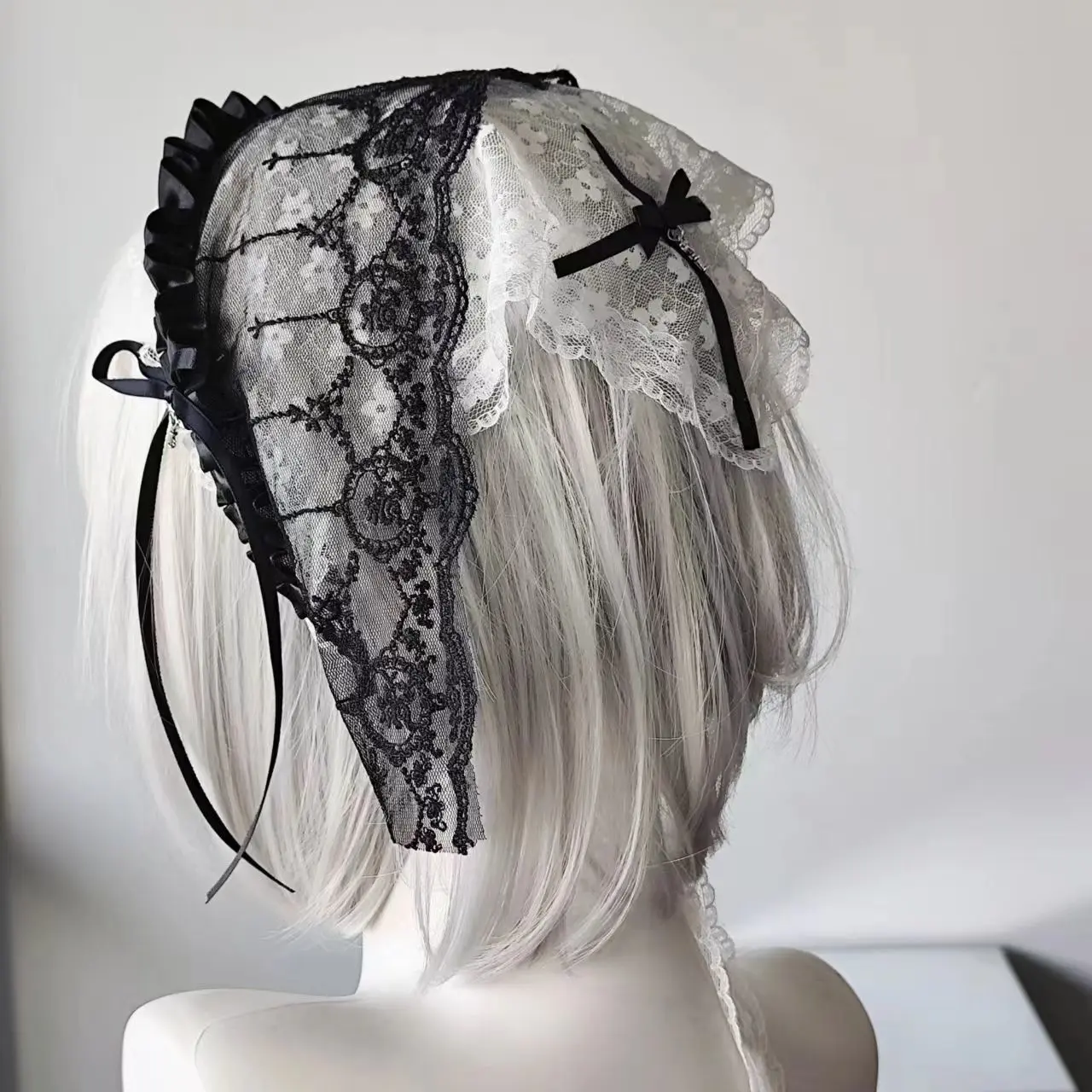 Saint Cross Lace Hollow Flower Headscarf Gothic Hot Girl Bowknot Headband Dark Style Gift