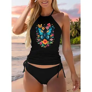 Butterfly With Flowers I Aesthetic Butterfly Two Piece Swimsuit
