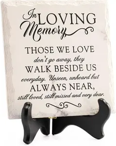 Sympathy memorial plaque with wooden stand featuring heartfelt remembrance poems. A comforting bereavement gift for loss of mother, father, or loved one.