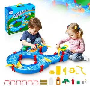 VEVOR Water Table for Toddlers, Kids Activity Play Waterway, Outdoor Summer Water Park Playset with 39PCS Accessories for Backyard Lawn Beach, Activity Sensory Play Table for 3+ Years Boys Girls