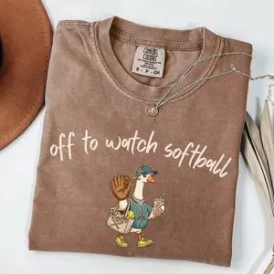 Comfort Colors Off To Watch Softball Silly Goose TShirt, Funny Softball Mom T-Shirt, Game Day Fan Tee, Softball Lover Gift, Women Softball Tee