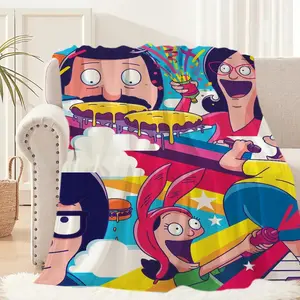 Bob’s Burgers Funny Flannel Blanket, Soft Cozy Throw Blanket for Living Room Bedroom Sofa and Travel Use