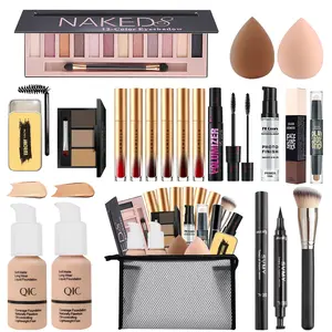 All in One Makeup Kit for Women Full Kit,Travel Make Up Gift Set for Women Teens Girls, Includes Eyeshadow,CC,Foundation,Lipstick,Mascara,Brush,Sponge,Brow Powder & Soap,Eyeliner,Primer,Contour,Bag