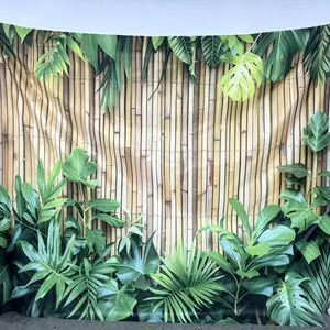 Tropical Bamboo Pattern Wall Backdrop, 1 Count Artificial Bamboo Wall Decor, Wall Decoration for Home Garden Birthday Party, Artificial Outdoor Plants Backdrop