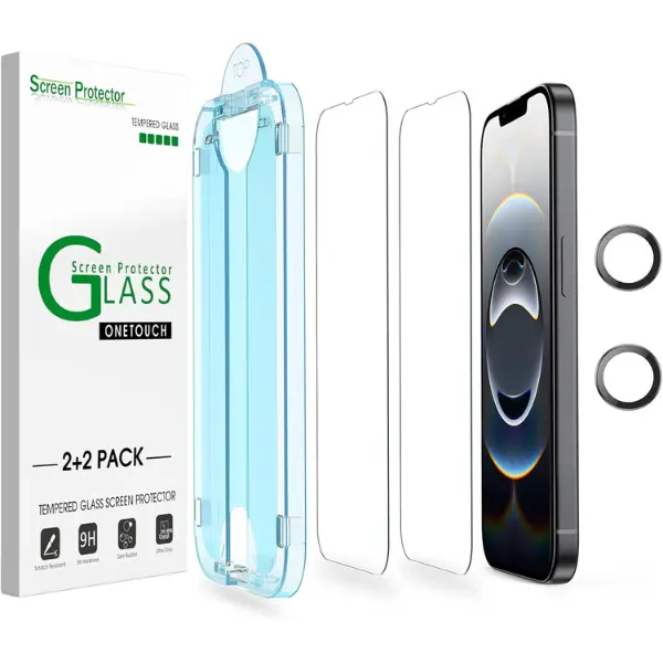 2+2 Pack For iPhone 16e Screen & Camera Lens Protector – 6.1'' Tempered Glass with Auto-Alignment Tray, 30s Easy Install, Bubble-Free, Case Friendly, Anti-Scratch Protective Cover