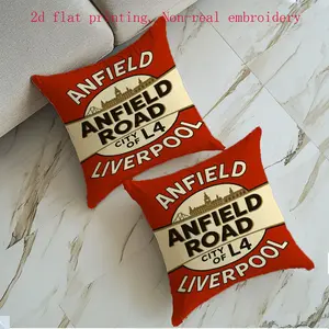 2pcs City Theme Pillowcases, Liverpool Anfield Road Retro Style, Zipper Closure, Hand Washable, Suitable for Sofa Bed Home Decor