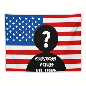 1pc Customize Your Picture Tapestry Background With A Blue American Flag And Personalize It With Your Image For Home And Outdoor Decor, Perfect For Living Rooms, Dorms, Bars