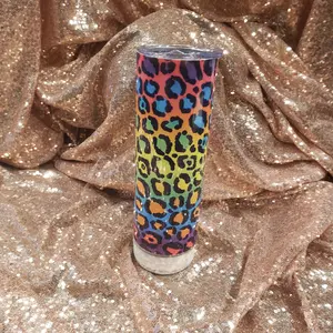 20 oz tumbler colorful vibrant cheetah print with Bluetooth speaker