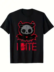 Skelanimals Diego Bat I Bite Graphic T-Shirt for Men & Women| Gothic Skull & Bat Wing Design, Soft Breathable Crew Neck Tee, Lightweight Retro Vampire Bat Shirt for Halloween, Themed Parties & Casual Attire, Sizes S-XXXL - Ma, Plus Size