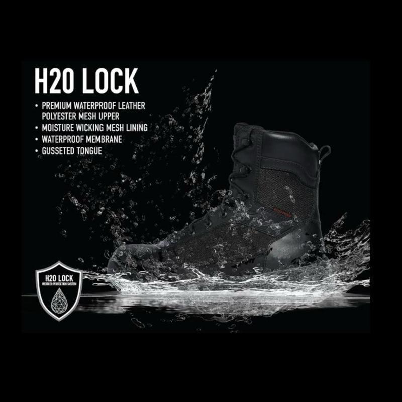 Rothco Guardian Composite Toe 8 Inch Tactical Boot Black - H20 Lock Waterproof, Molded EVA Footbed And EVA Midsole, Ground Lock Terrain Endurance System, Workwear Footwear,  Walking Shoes Closed Leather