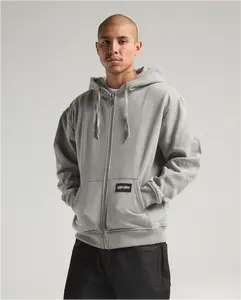 Shaka Wear Men's Essential Super Heavyweight Full Zip Fleece Hoodie Heather Gray 450 gsm Cozy Comfortable Streetwear