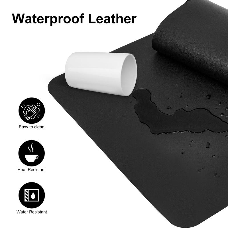 Desk Pad,Large Mouse Pad, Non-Slip PU Leathers Writing Pad,Desktop Protection Pad,Computer Desk Pad, Waterproof Table Mat, Desk Mat for Office and Home Writing (Black;31.5"x 15.7")