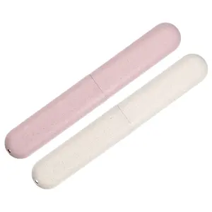 Unique Bargains 2pcs, Traveling Toothbrush Holders Case, PP Toothbrush Case for Travel Business, Beige, Pink, 8.07''x1.22''x0.83''