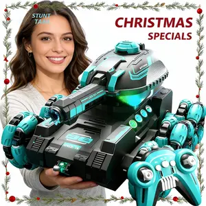 Christmas Gift – 6WD Transformable RC Tank Car, Dual Control with Gesture Watch & Remote, 360° Drift Stunts, Shock Wave Launch, LED Lights, All-Terrain Off-Road Climbing Vehicle, Rechargeable Toy for Boys & Girls