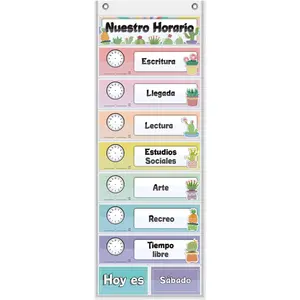 Spanish Daily Schedule Pocket Chart for Classroom- a Versatile and Engaging Tool to Help Students Stay Organized and  Track Throughout The Day (White)