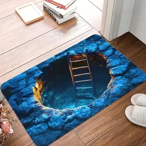 1 Piece of 3D Optical Illusion Water Pool Staircase Printed Doormat Daily Home Decor Welcome Mat Soft Kitchen Floor Mat Living Room Decorative Area Rug Suitable for Indoor and Outdoor Home Decor