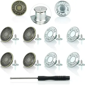 Jeans Button Replacement Screw, Jean Buttons for Loose Jeans, Adjustable Tightener Button for Jeans Pants to Make Smaller, Botones Ajustables para Jeans 17mm