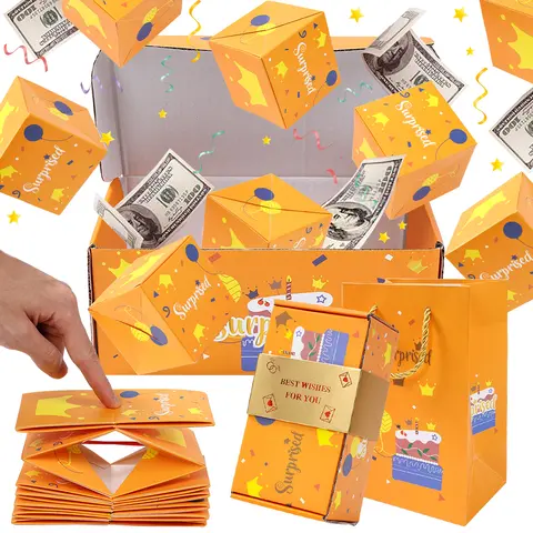 14/22pcs High-Elasticity Pop Gift Box Happy Birthday Gift Money Box - DIY Folding Bounce Gift Box up - Gift Idea for for Women Men Best Friend Girlfriend Wife Sister Fun Versatile, Available in two sizes, Creative Gift