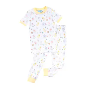 Bunny & Friends Yellow Pajamas - Cute Unisex Kids Easter PJ Set