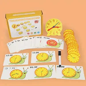 Montessori Time Learning Tool Set with Flashcards, Ideal Educational Materials Using Montessori Approach for Preschoolers, Home Schooling & Teaching Activities