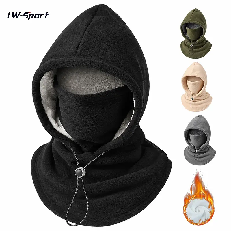 3-in-1 Winter Fleece Balaclava Hat, One-Piece Windproof Thermal Face Cover & Neck Warmer, Warm Hooded Hat for Men & Women, Cold Weather Gear for Skiing, Cycling, Running, Hiking & Outdoor Sports