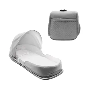 Folding Baby Lounger Pillow Soft Baby Bed Portable Nest Sleeper Mommy Bag with Mosquito Net for Newborn Infant crib mattress