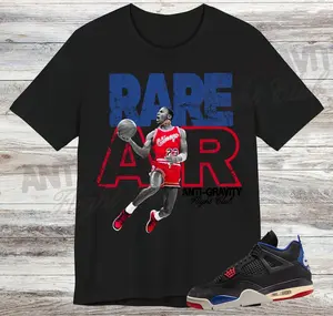 4 Rare Air Sneaker Match Shirt, Black Fire Red Deep Royal Tech Grey, Rare Air Jordan 4 Tshirt Adult Youth