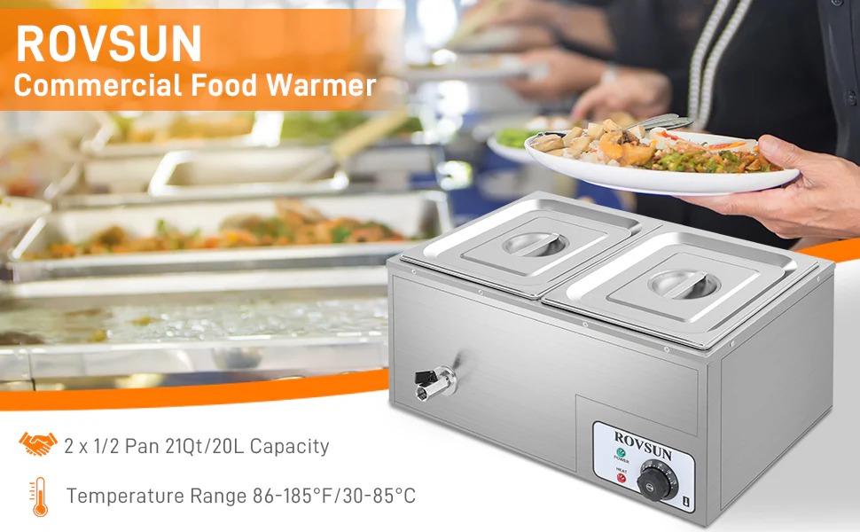 [ FLASH SALE ] ROVSUN 21 QT 2-Pan Electric Steam Table Countertop
