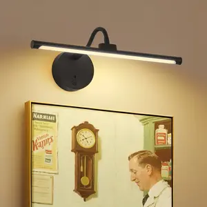 Remote Control Picture Light, USB Rechargeable Wall Lamp, Adjustable Lighting, Timer, Metal Art Lamp for Painting, Display, Gallery