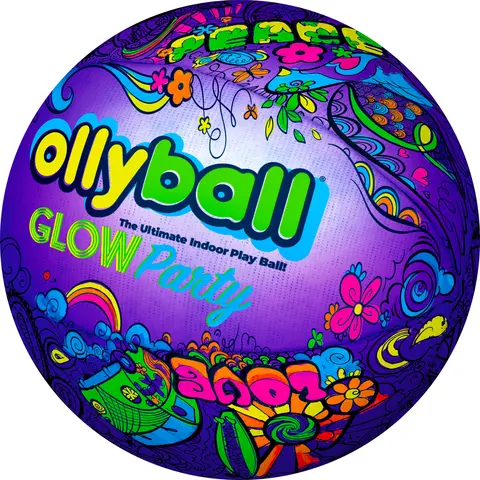 OLLYBALL Patented Shock Absorbing Krunchcor Glow Volleyball - LED Blacklight, 5 Glow Markers, Fun, Safe, Shock Absorbing for Indoor Volleyball, Indoor Play & Active Parties