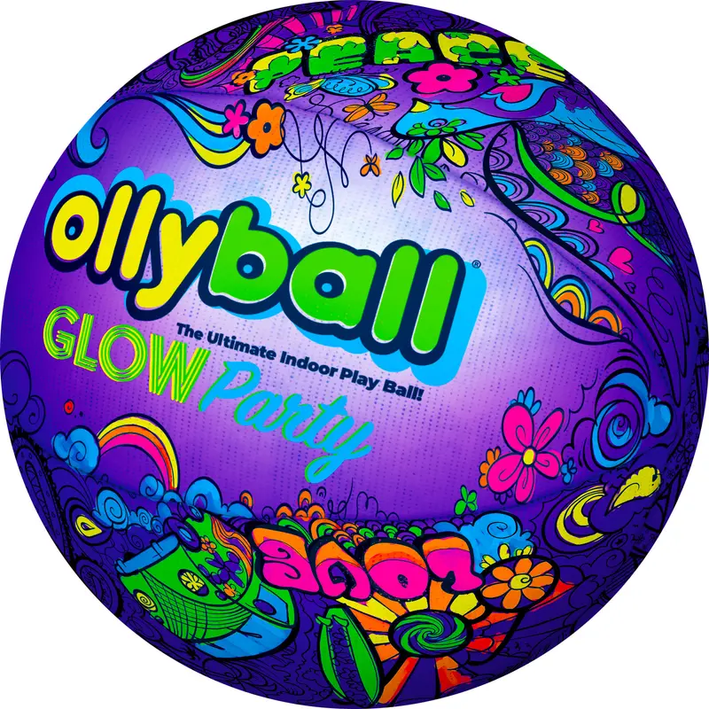 OLLYBALL Patented Shock Absorbing Krunchcor Glow Volleyball - LED Blacklight, 5 Glow Markers, Fun, Safe, Shock Absorbing for Indoor Volleyball, Indoor Play & Active Parties