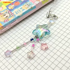 1pc Iridescent Aurora Star Phone Charm Phone Decoration Phone Ornament Creative Tassel Star Pendant Including Colorful Beaded Accessories for Phone Cases USB Drives and Keychains Sweet Dreamy Girly Style Jewelry