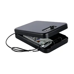【Buy Any 2, Save 10%】TRRKO Compact Metal Portable Mini Safe - Combination Lock & Key Access, Personal-Safe for Valuables, Office-Home Theft Prevention Security Solution, Security Safes, Personal-Safe Safes