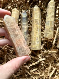 Peach, Orange & Black Moonstone Towers (3.5"–4.5") – Embers of the Moon