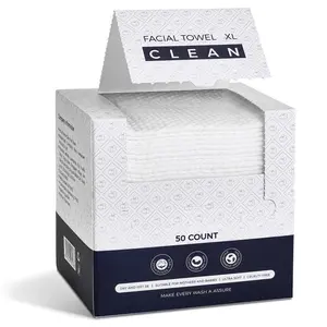 Disposable Face Towels, Viscose Biodegradable Large Dry Wipes, Super Soft & Thick Face Cleansing Towels, Daily Facial Tissues for Skin, Makeup Removing,Facial Clean,Nursing,Travel (50 Count)